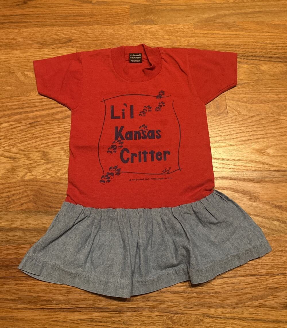 Vintage 1980s Toddler Single Stitch Dress Size 2-4 Lil Kansas Critter